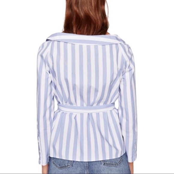 Zara Trafaluc Stripes Nautical Collar Wrap Summer Blouse Top - Picture 2 of 14